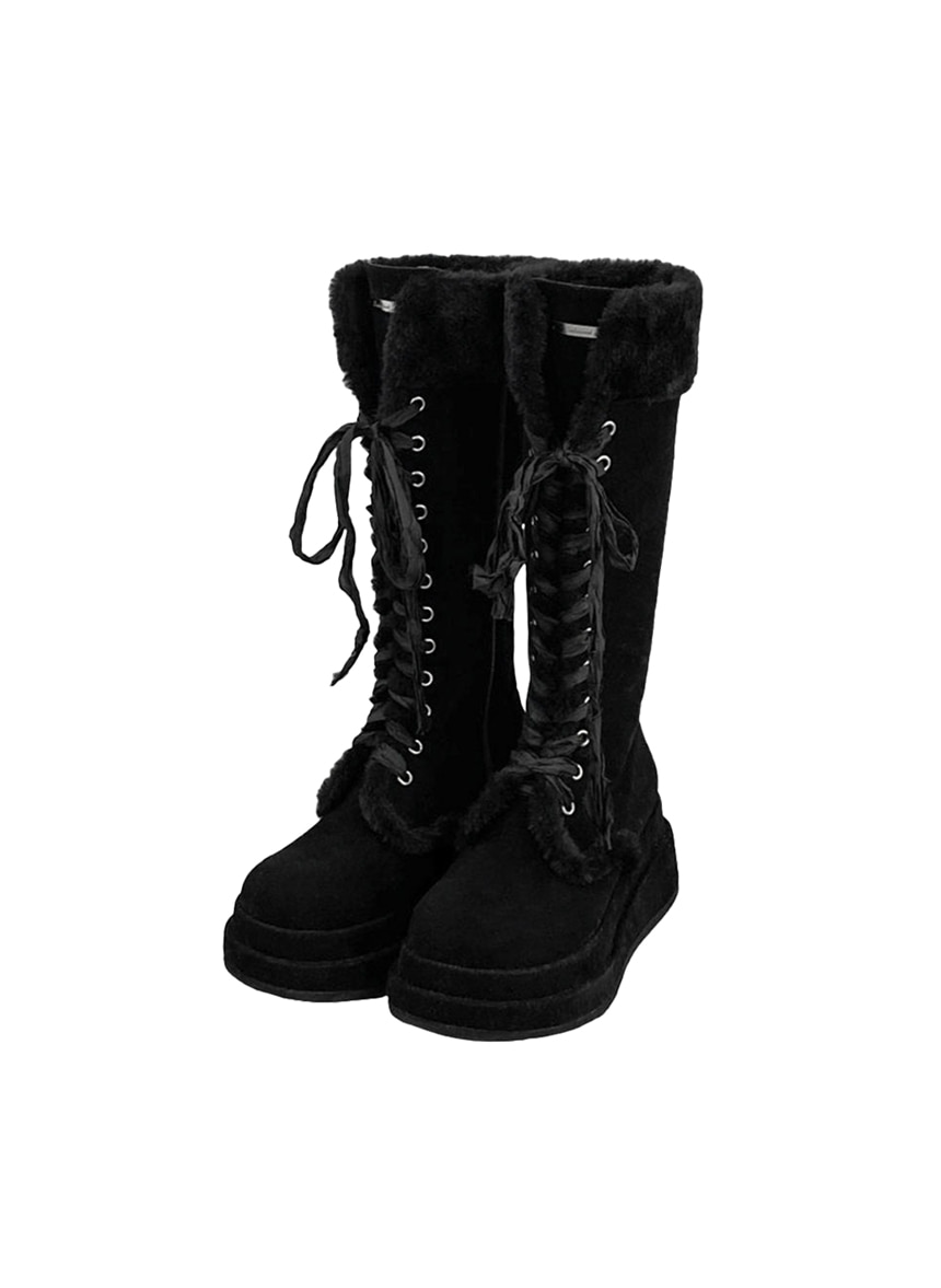 Winter Angel Fur Boots (Dark Black/Long)