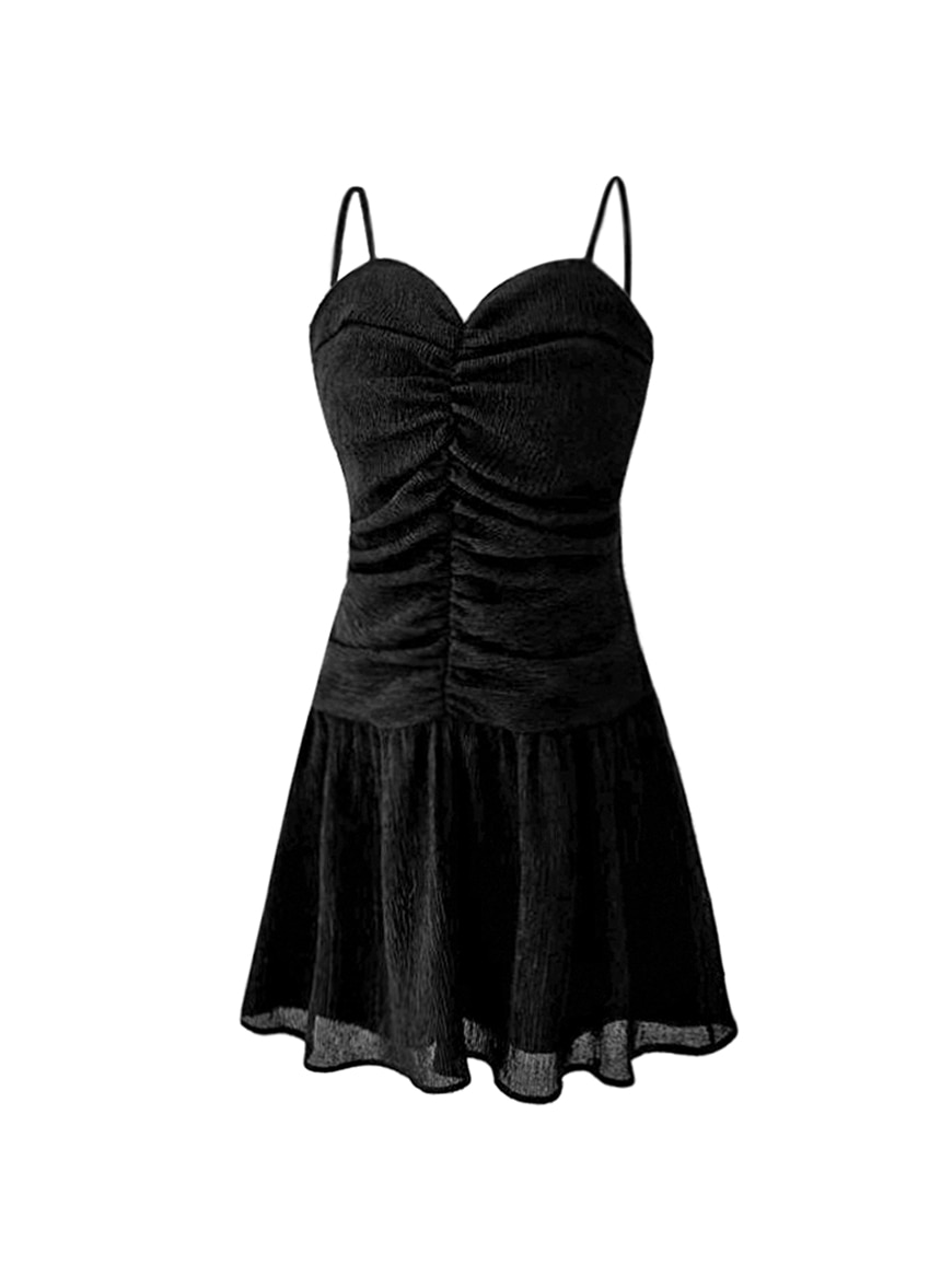 Ballet Shirring Mini Dress (Black)