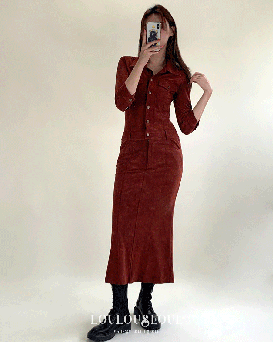 [MADE] Old Fashion Suede Jump Suit Dress_올드 패션 스웨이드 점프 수트 드레스 (Brick)