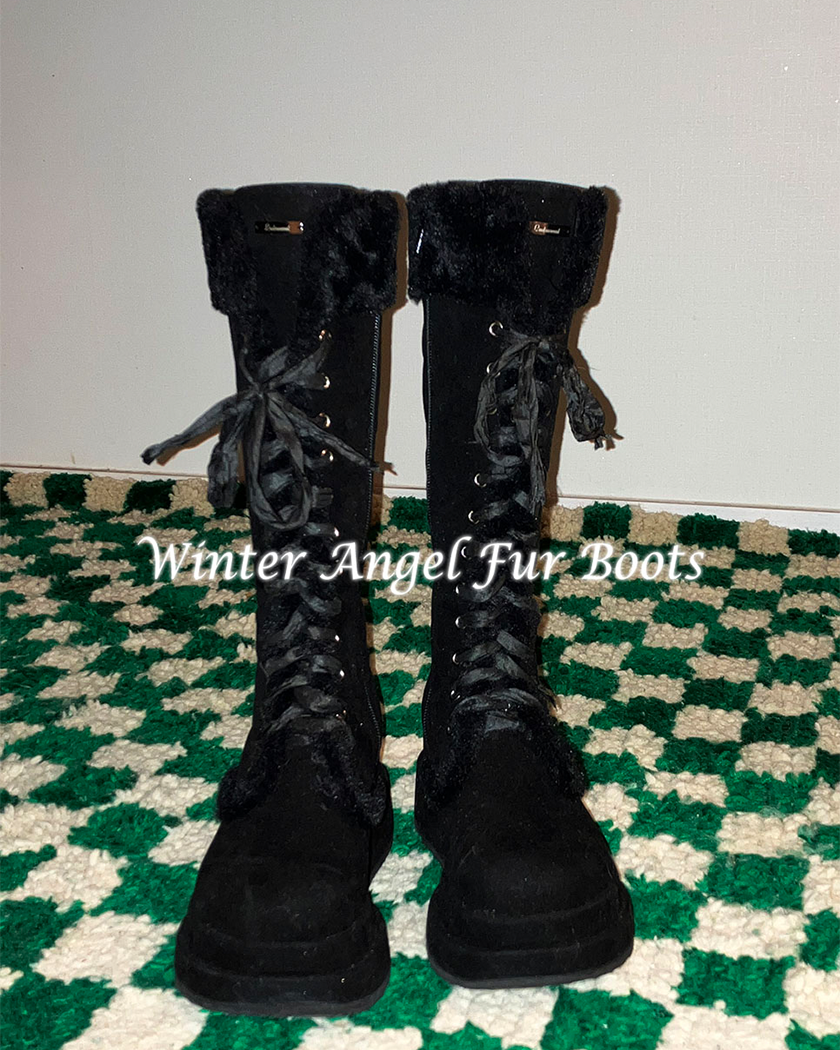 [MADE] Winter Angel Fur Boots (Dark Black/Long)