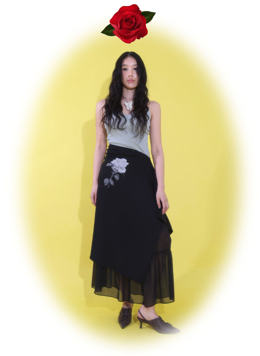 Liang Shirring Skirt (Black)