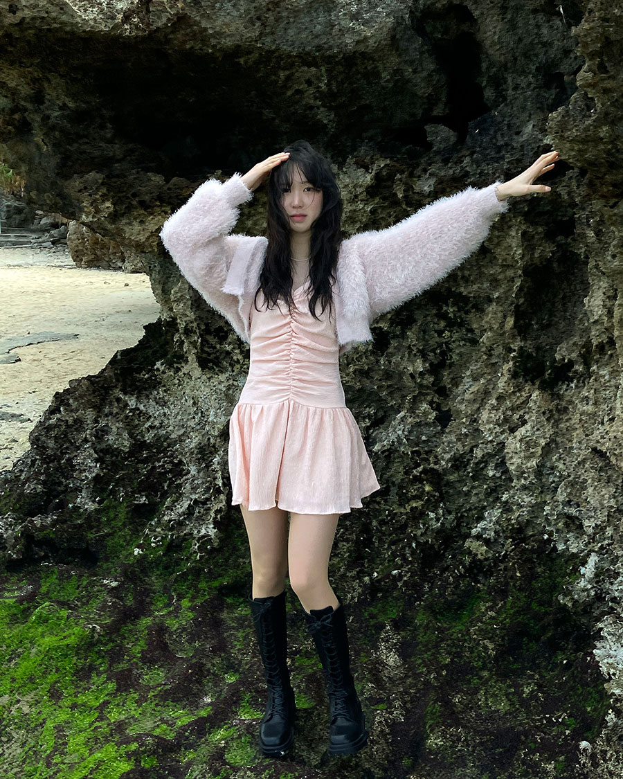 [MADE] Ballet Shirring Mini Dress (Pink)