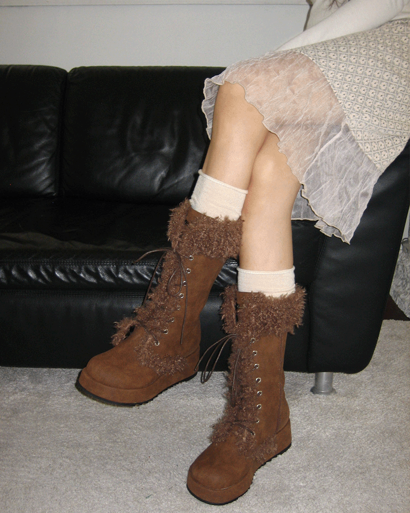 [MADE] Puffy Fur Boots (Brown)